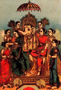Raja Ravi Varma Ganesha with ashta siddhi oil